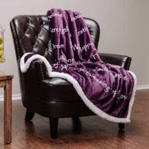 Gift Faux Fur Comfort Words Throw Blanket Chanasya NEW 50X65